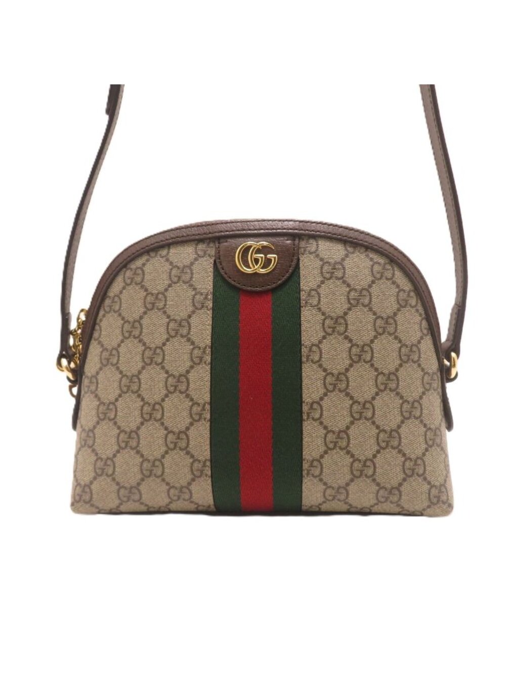 Gucci Ophidia GG Supreme Shoulder Bag Beige Dark Brown